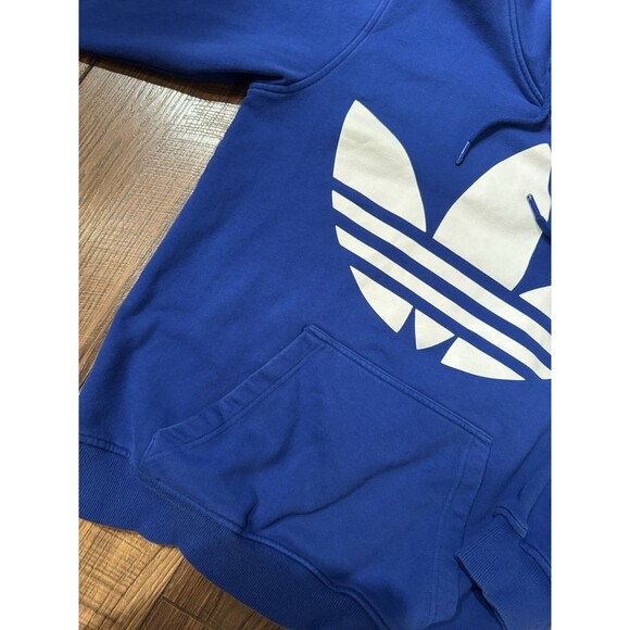 Adidas Hoodie Men Small Blue Big Trefoil Logo Long Sleeve Pullover Streetwear - Picture 3 of 5